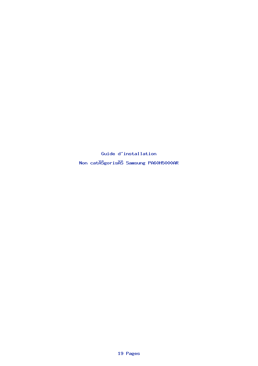 Page 1 de la notice Guide d'installation Samsung PA60H5000AR