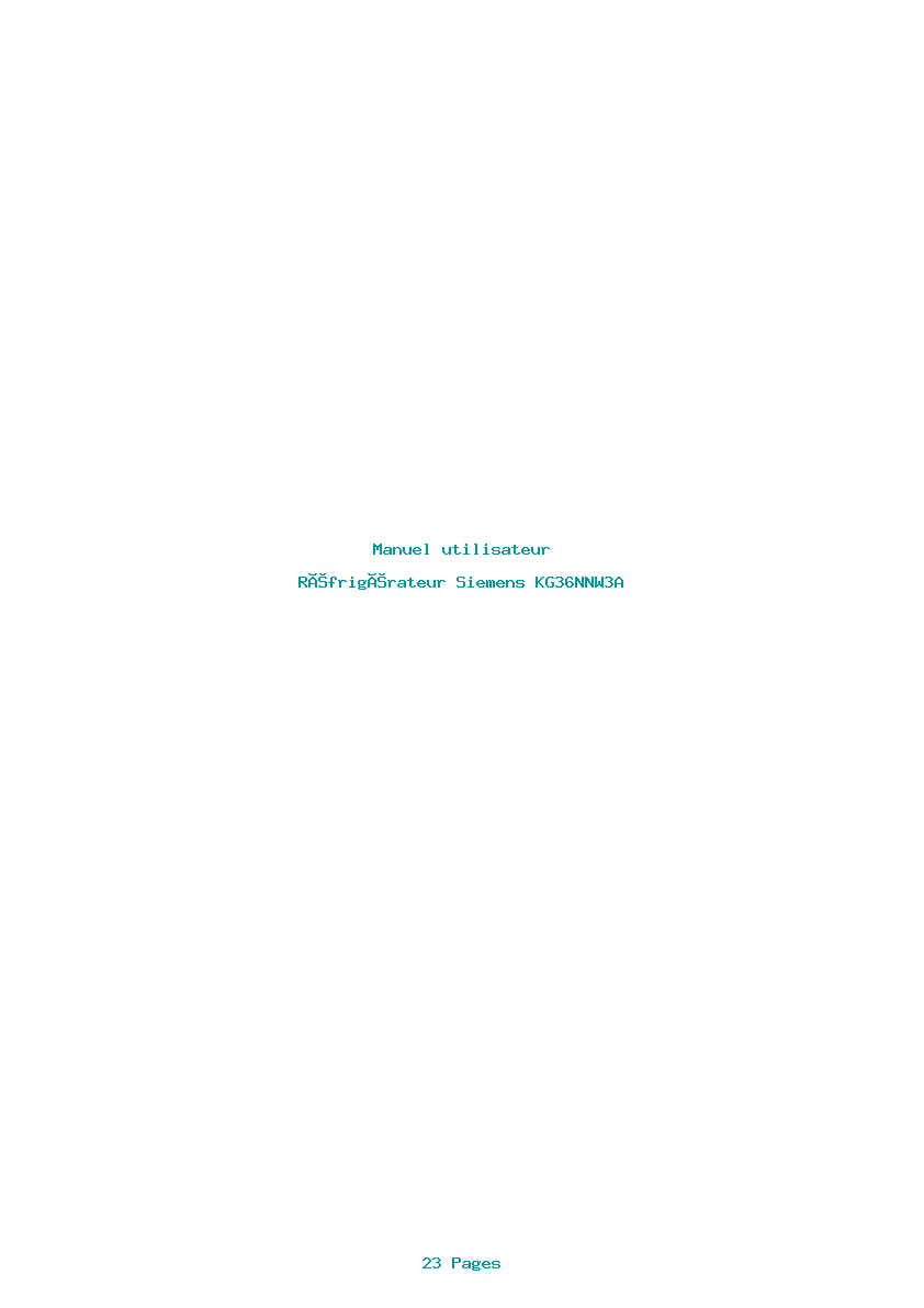 Page 1 de la notice Manuel utilisateur Siemens KG36NNW3A