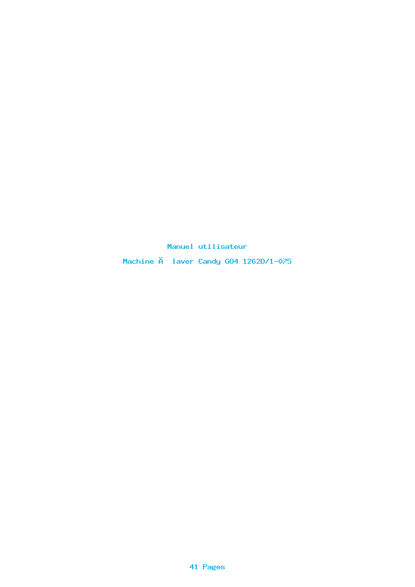 Page 1 de la notice Manuel utilisateur Candy GO4 1262D/1-07S