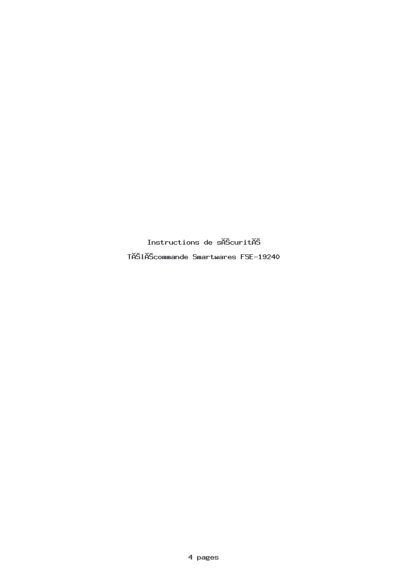 Page 1 de la notice Instructions de sécurité Smartwares FSE-19240