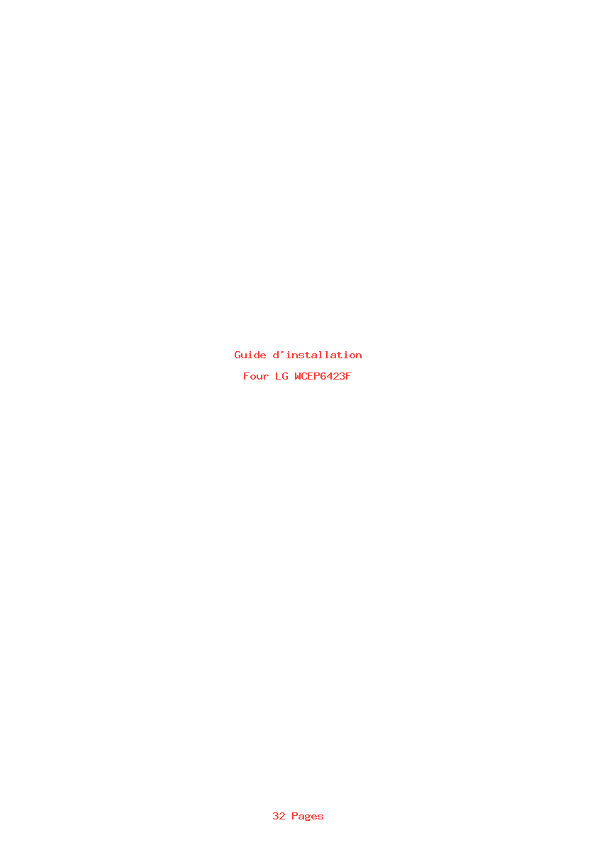 Page 1 de la notice Guide d'installation LG WCEP6423F
