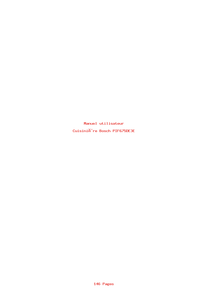 Page 1 de la notice Manuel utilisateur Bosch PIF675DE3E