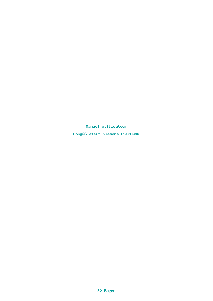 Page 1 de la notice Manuel utilisateur Siemens GS12DA40