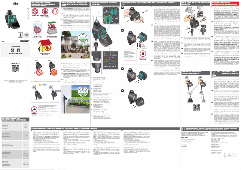 Page 1 de la notice Manuel utilisateur Claber Aquauno Mist 8496