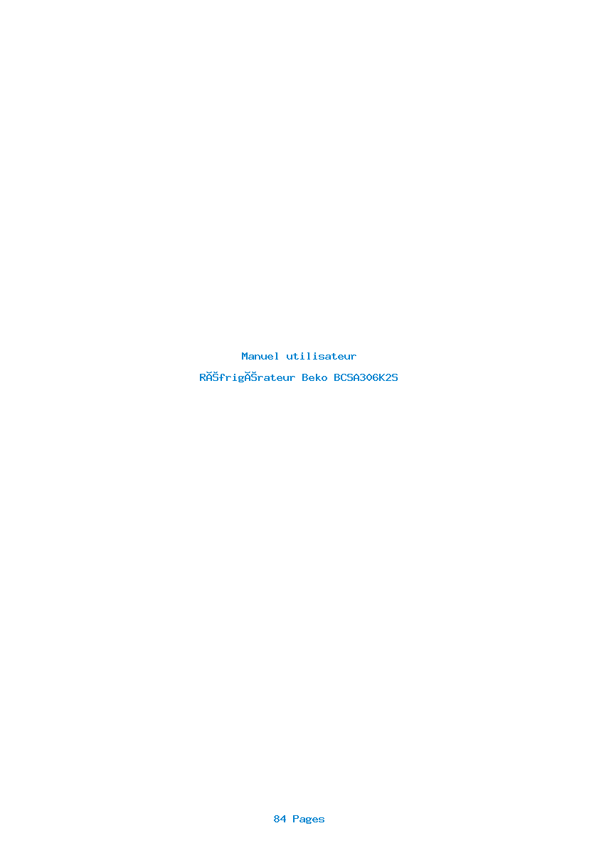 Page 1 de la notice Manuel utilisateur Beko BCSA306K2S
