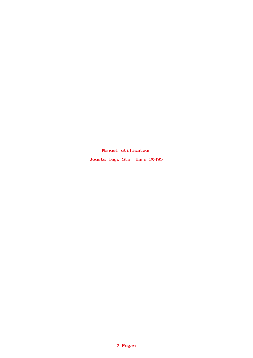 Page 1 de la notice Manuel utilisateur Lego Star Wars 30495