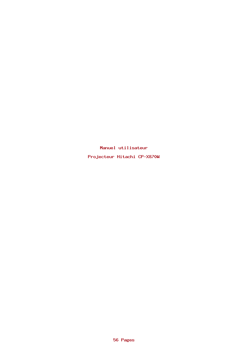 Page 1 de la notice Manuel utilisateur Hitachi CP-X870W