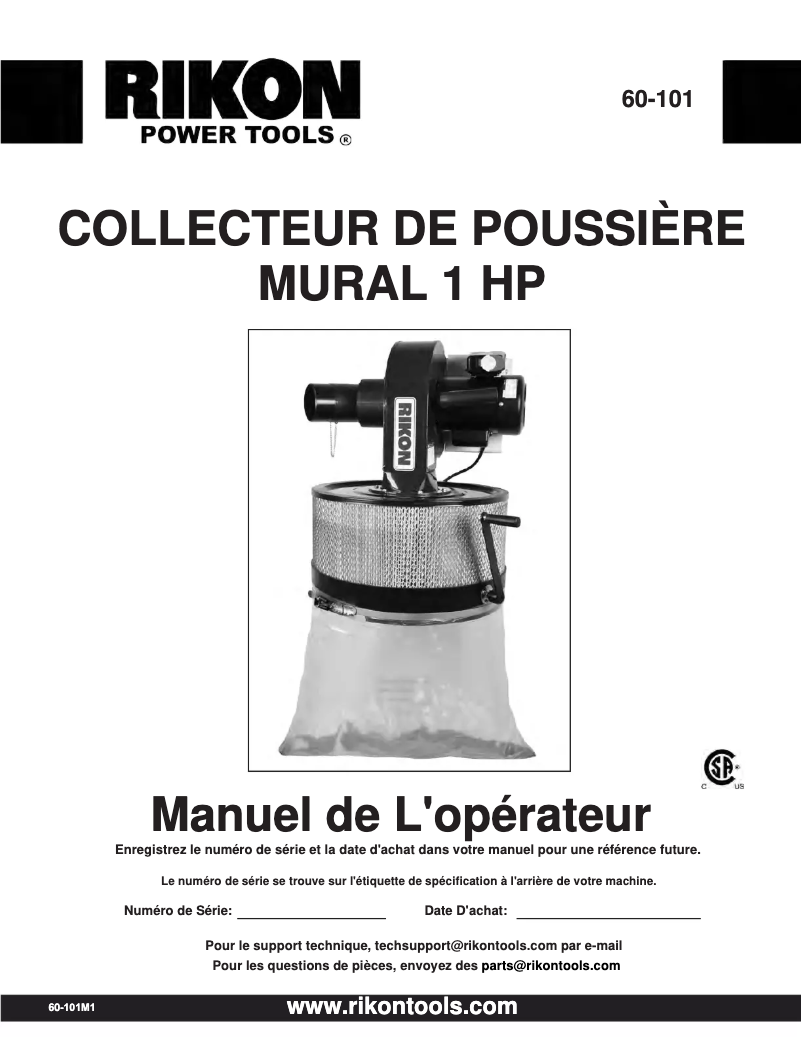 Page 1 de la notice Manuel utilisateur RIKON 60-101