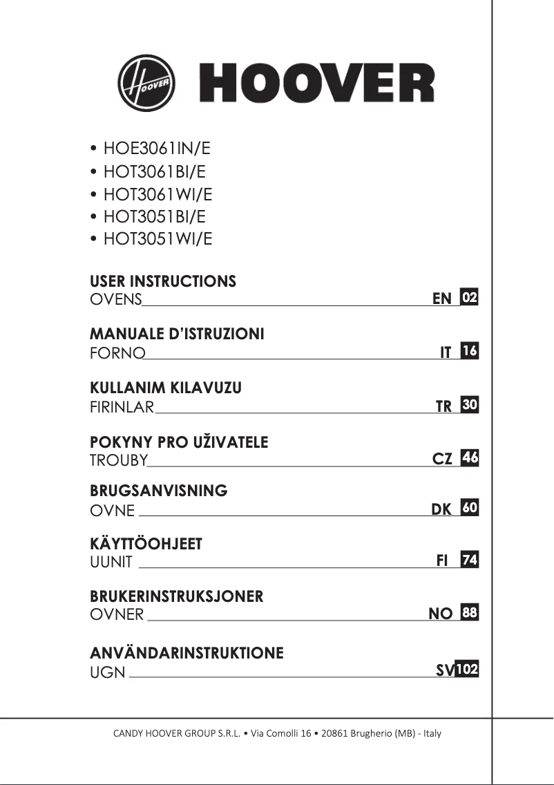 Página 1 del manual Manual de usuario Hoover HOT3051WI