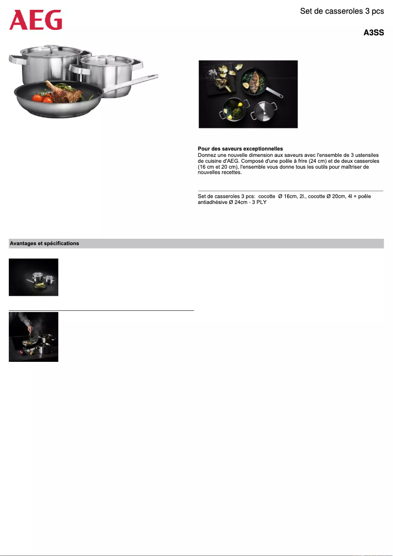 Page 1 de la notice Fiche technique AEG A3SS