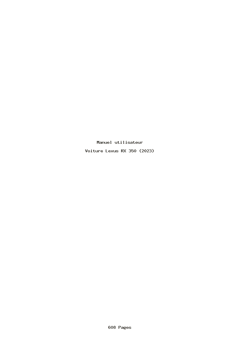 Page 1 de la notice Manuel utilisateur Lexus RX 350 (2023)