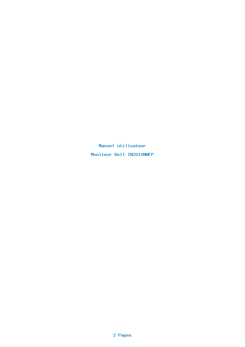 Page 1 de la notice Manuel utilisateur Dell IN2010NWFP