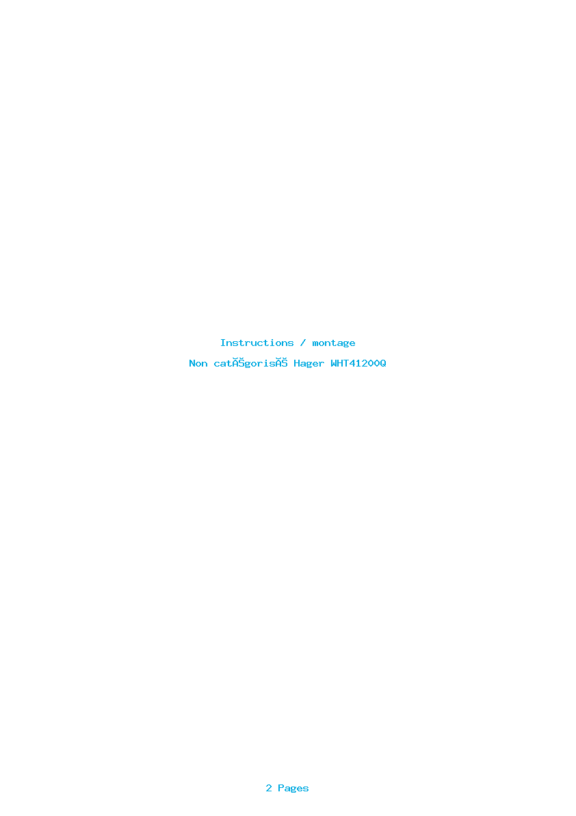 Page 1 de la notice Instructions / montage Hager WHT41200Q