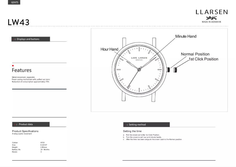 Page 1 de la notice Manuel utilisateur Lars Larsen NIKOLAJ 143SWBL