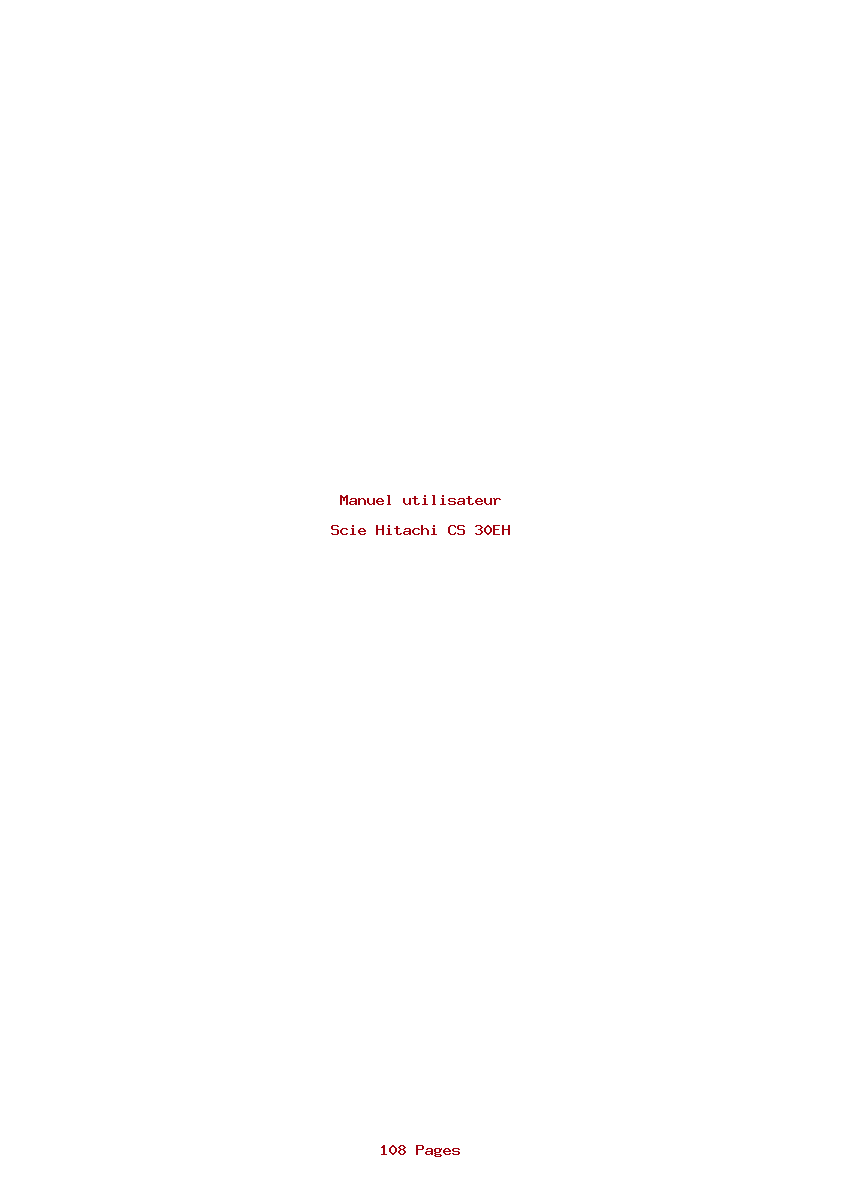 Page 1 de la notice Manuel utilisateur Hitachi CS 30EH