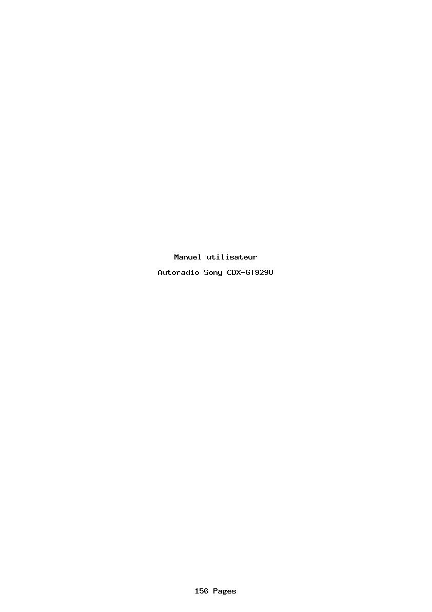 Page 1 de la notice Manuel utilisateur Sony CDX-GT929U