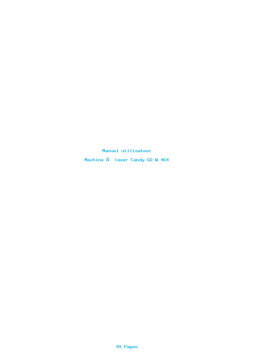 Page 1 de la notice Manuel utilisateur Candy GO W 464