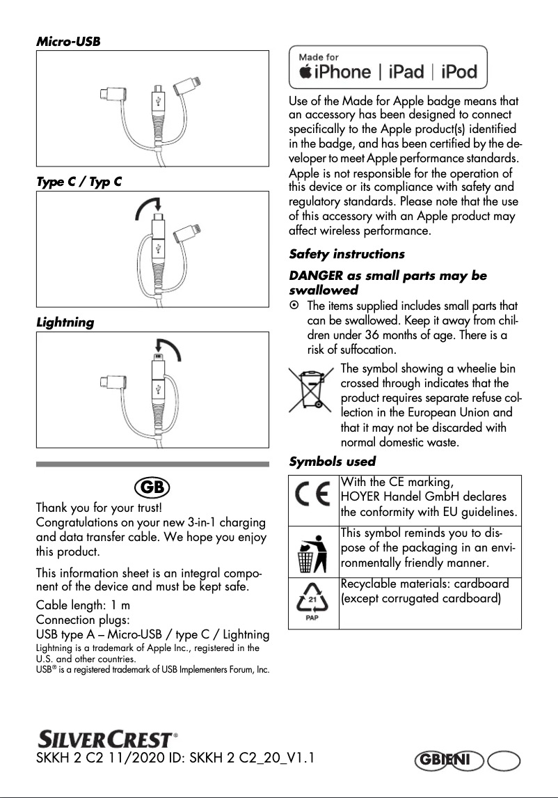 Página 1 del manual Manual de usuario SilverCrest SKKH 2 C2