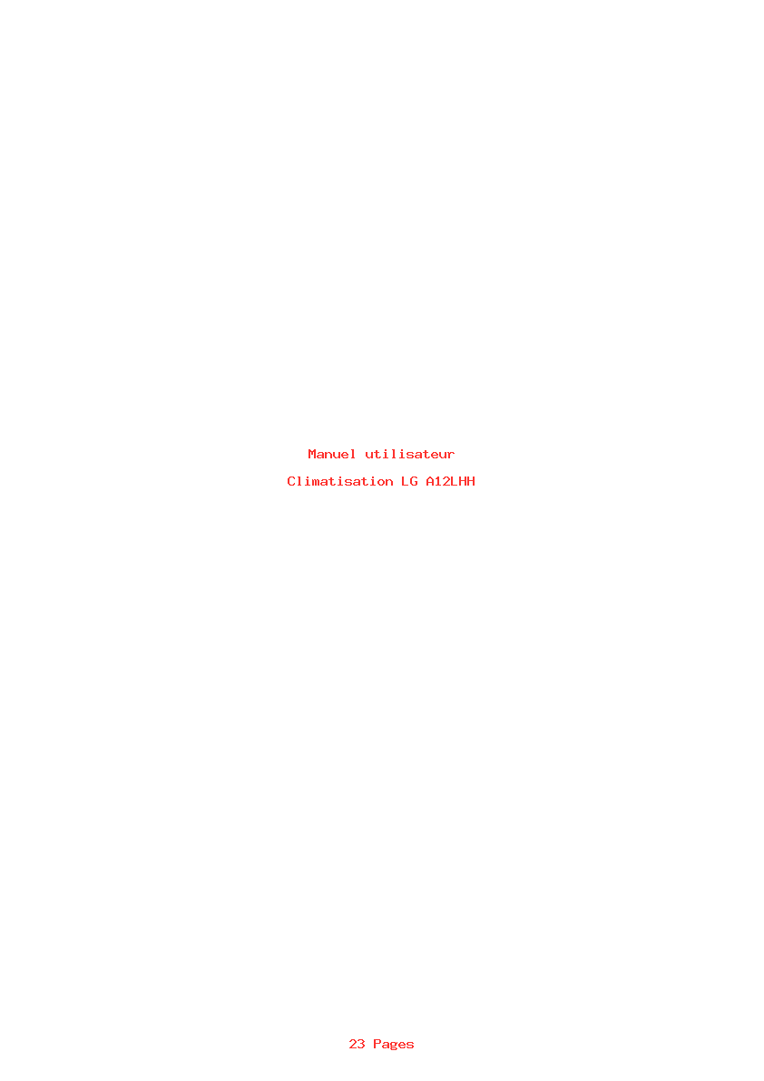 Page 1 de la notice Manuel utilisateur LG A12LHH