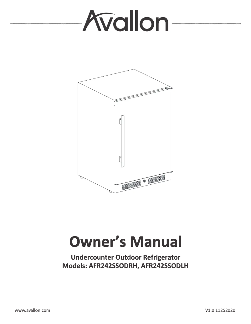 Page 1 de la notice Guide d'installation Avallon AFR242SSODLH