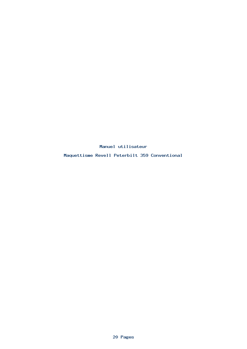 Page 1 de la notice Manuel utilisateur Revell Peterbilt 359 Conventional