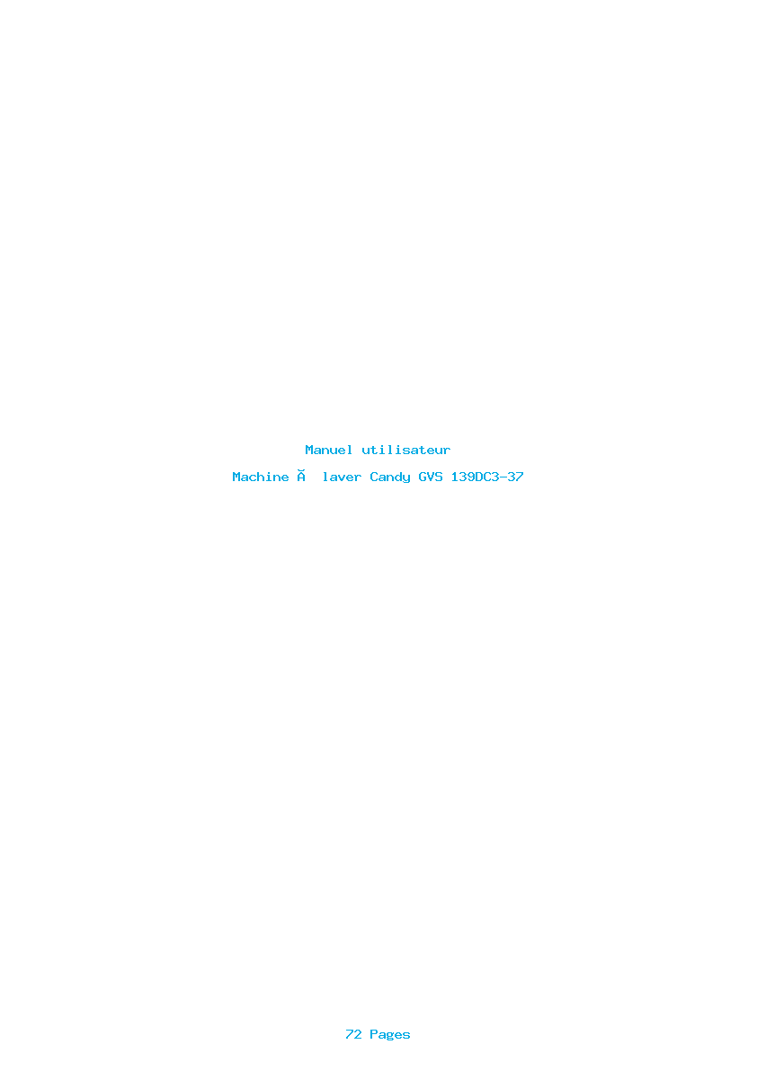 Page 1 de la notice Manuel utilisateur Candy GVS 139DC3-37