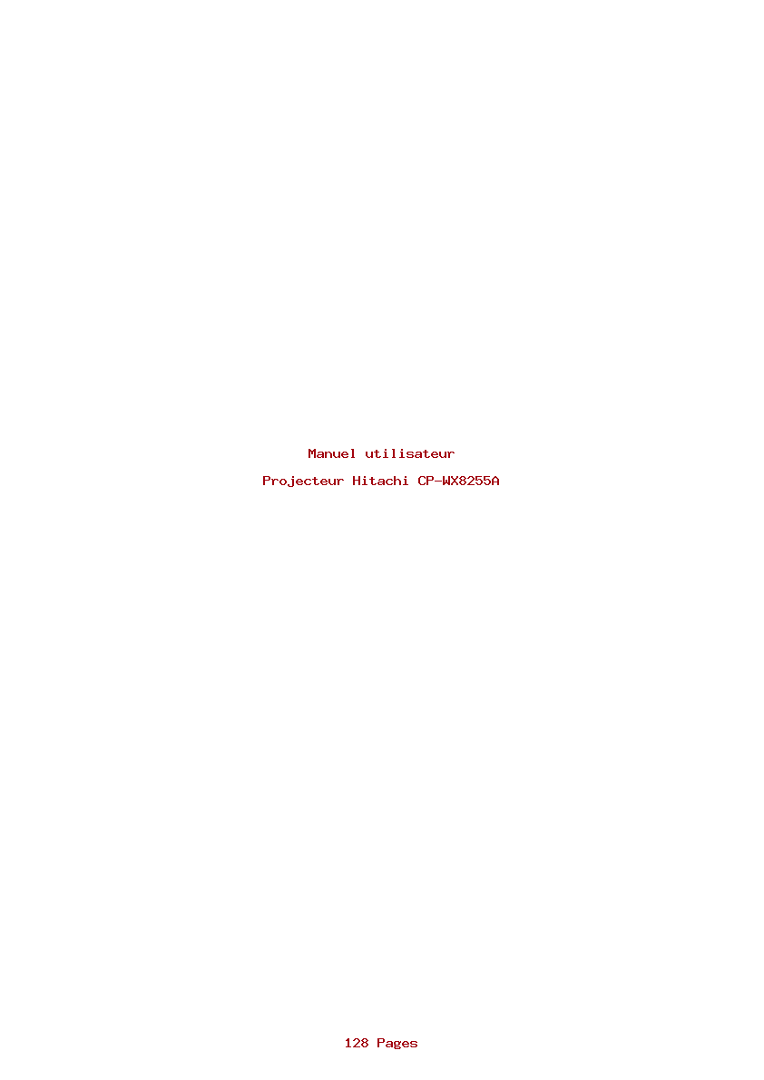 Page 1 de la notice Manuel utilisateur Hitachi CP-WX8255A