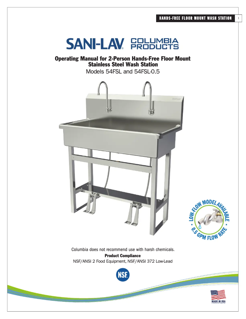 Page 1 de la notice Manuel utilisateur Sani-Lav 54FSL