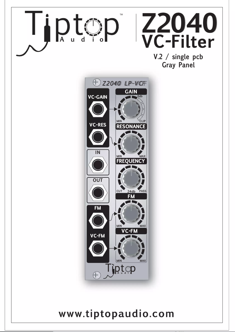 Page 1 de la notice Manuel utilisateur Tiptop Audio Z2040 LP-VCF