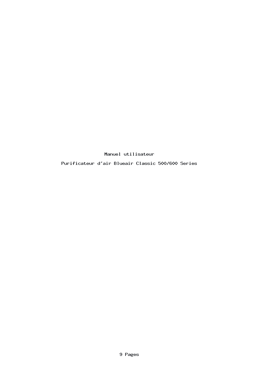 Page 1 de la notice Manuel utilisateur Blueair Classic 500/600 Series