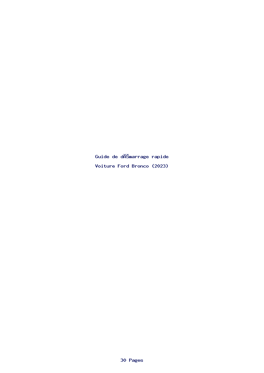 Page 1 de la notice Guide de démarrage rapide Ford Bronco (2023)