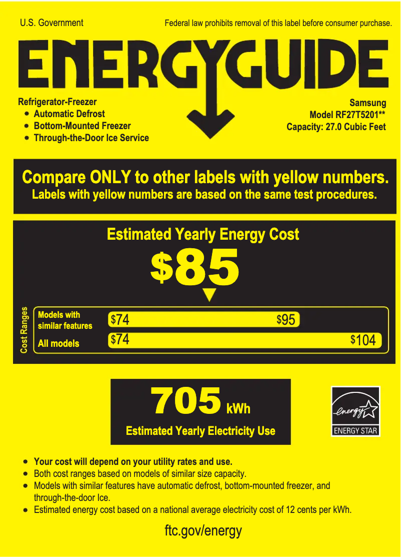 Página 1 del manual Etiqueta energética Samsung RF27T5201SR