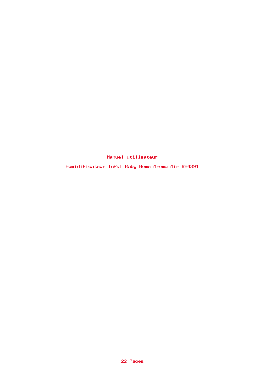 Page 1 de la notice Manuel utilisateur Tefal Baby Home Aroma Air BH4391