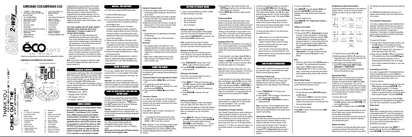 Page 1 de la notice Manuel utilisateur Uniden GMR3699-2CK