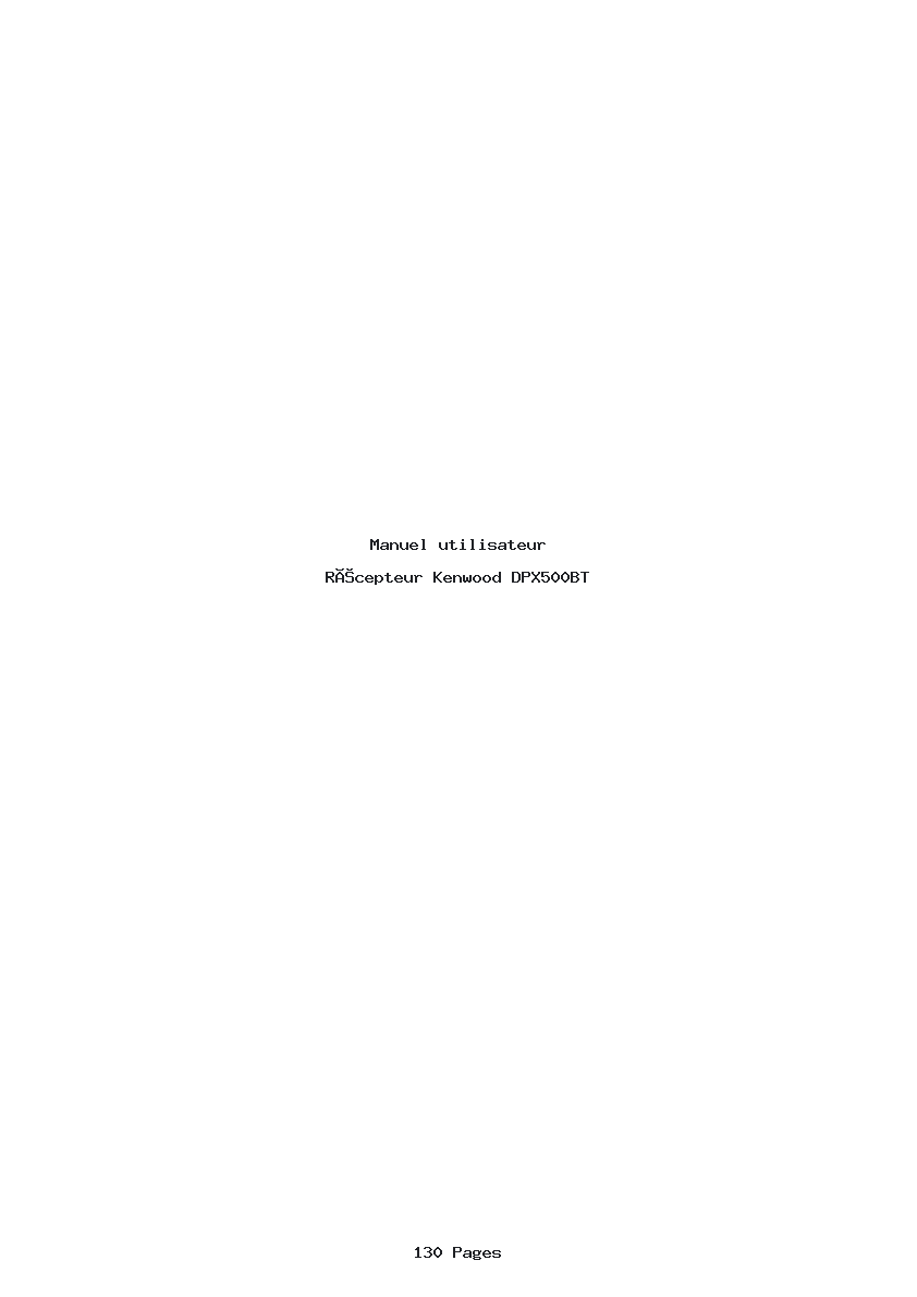 Page 1 de la notice Manuel utilisateur Kenwood DPX500BT