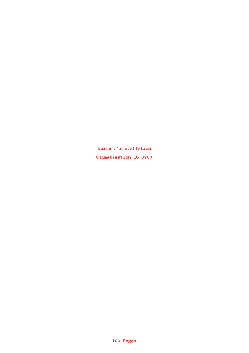 Page 1 de la notice Guide d'installation LG UV60