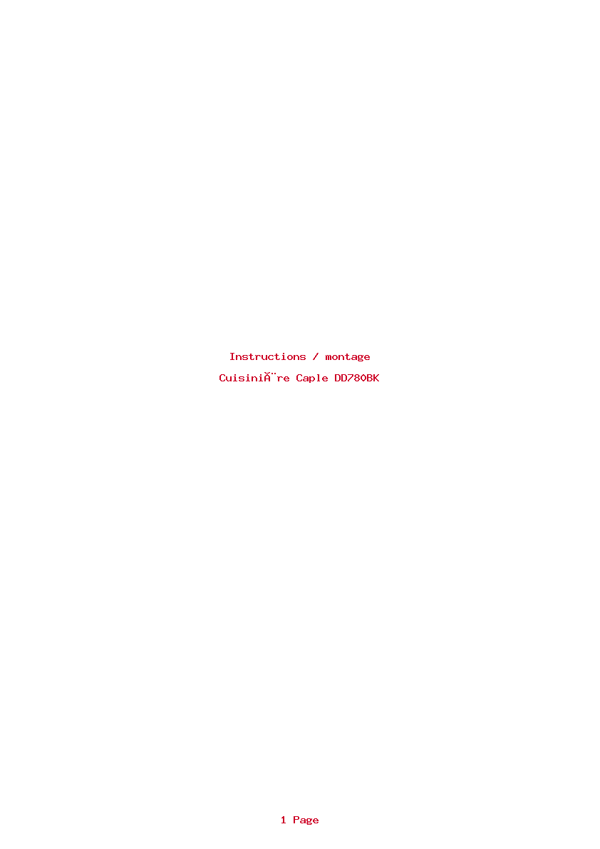 Page 1 de la notice Instructions / montage Caple DD780BK