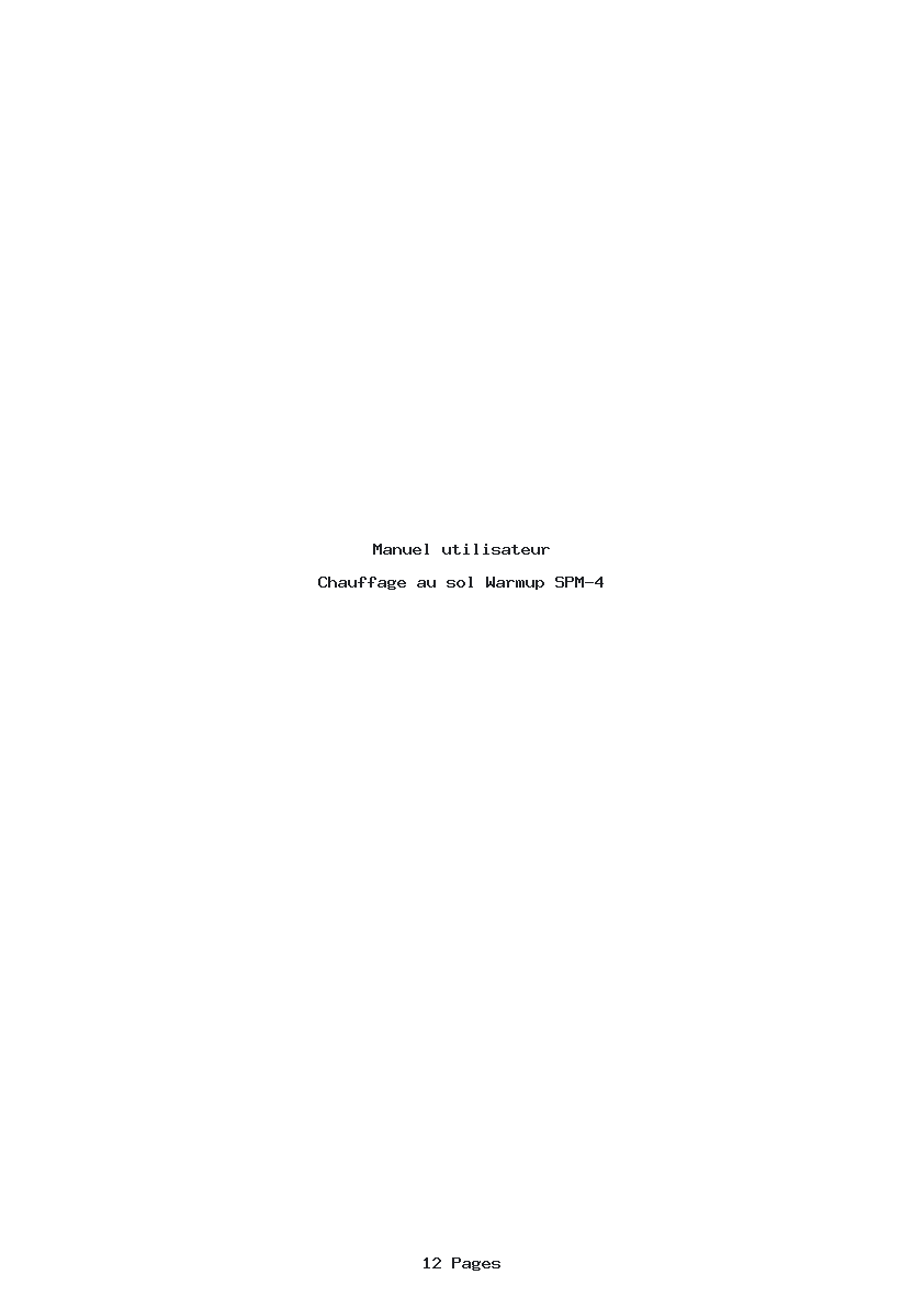 Page 1 de la notice Manuel utilisateur Warmup SPM-4
