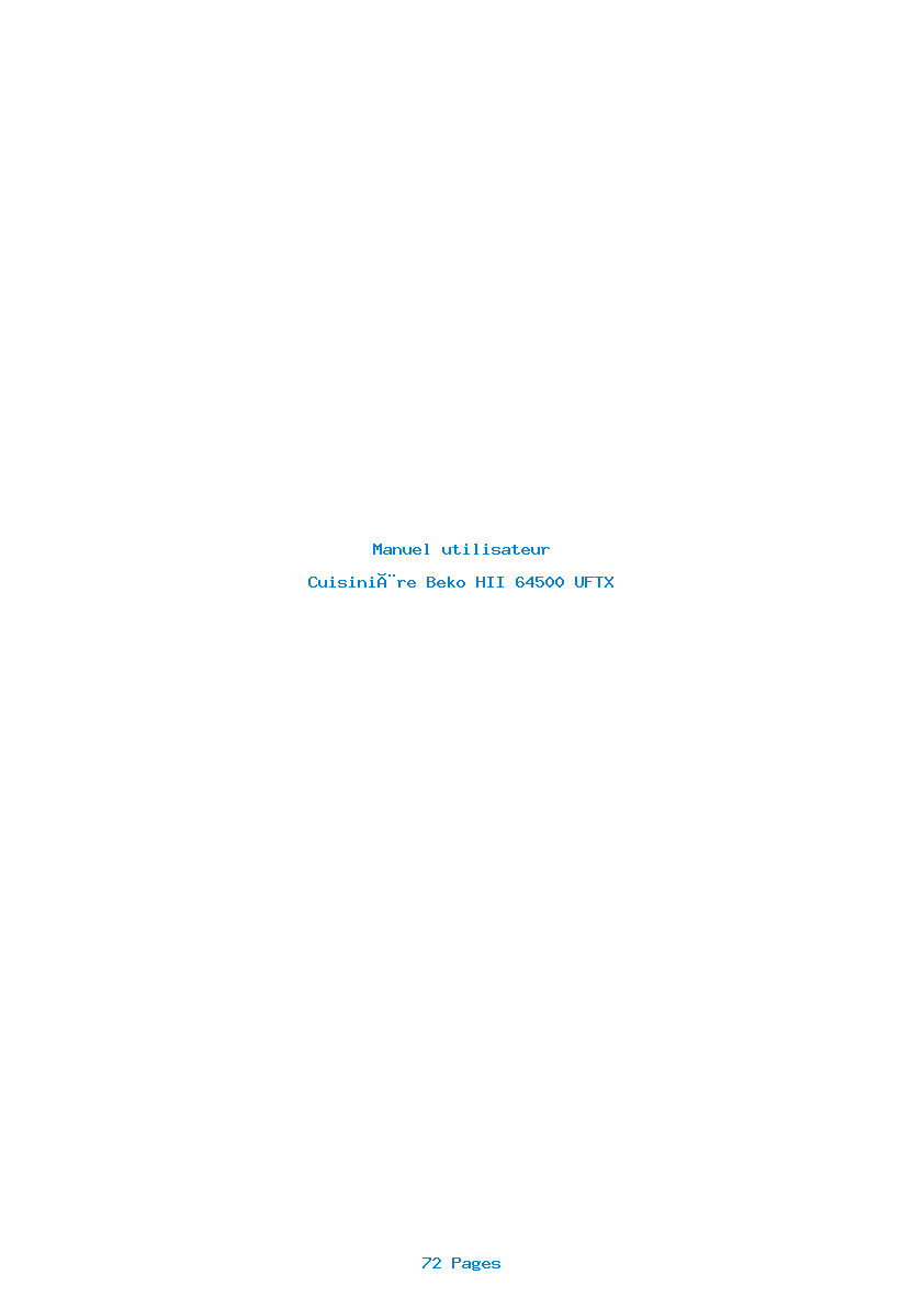 Image de la première page du manuel de l'appareil HII 64500 UFTX