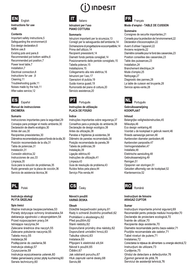 Page 1 de la notice Manuel utilisateur Indesit VIA 640 CW