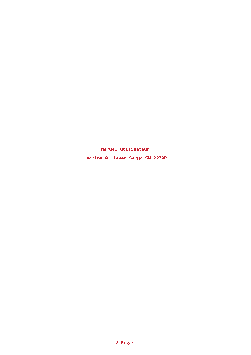 Page 1 de la notice Manuel utilisateur Sanyo SW-225AP