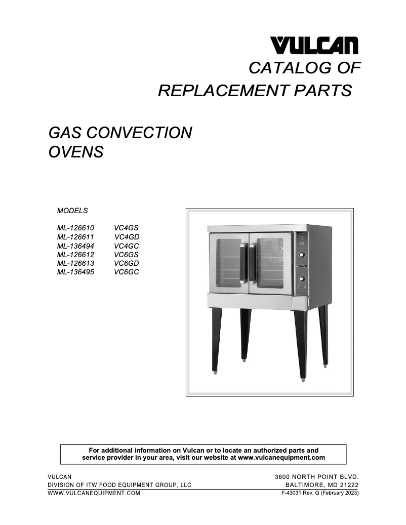Page 1 de la notice Catalogue Vulcan VC66GD