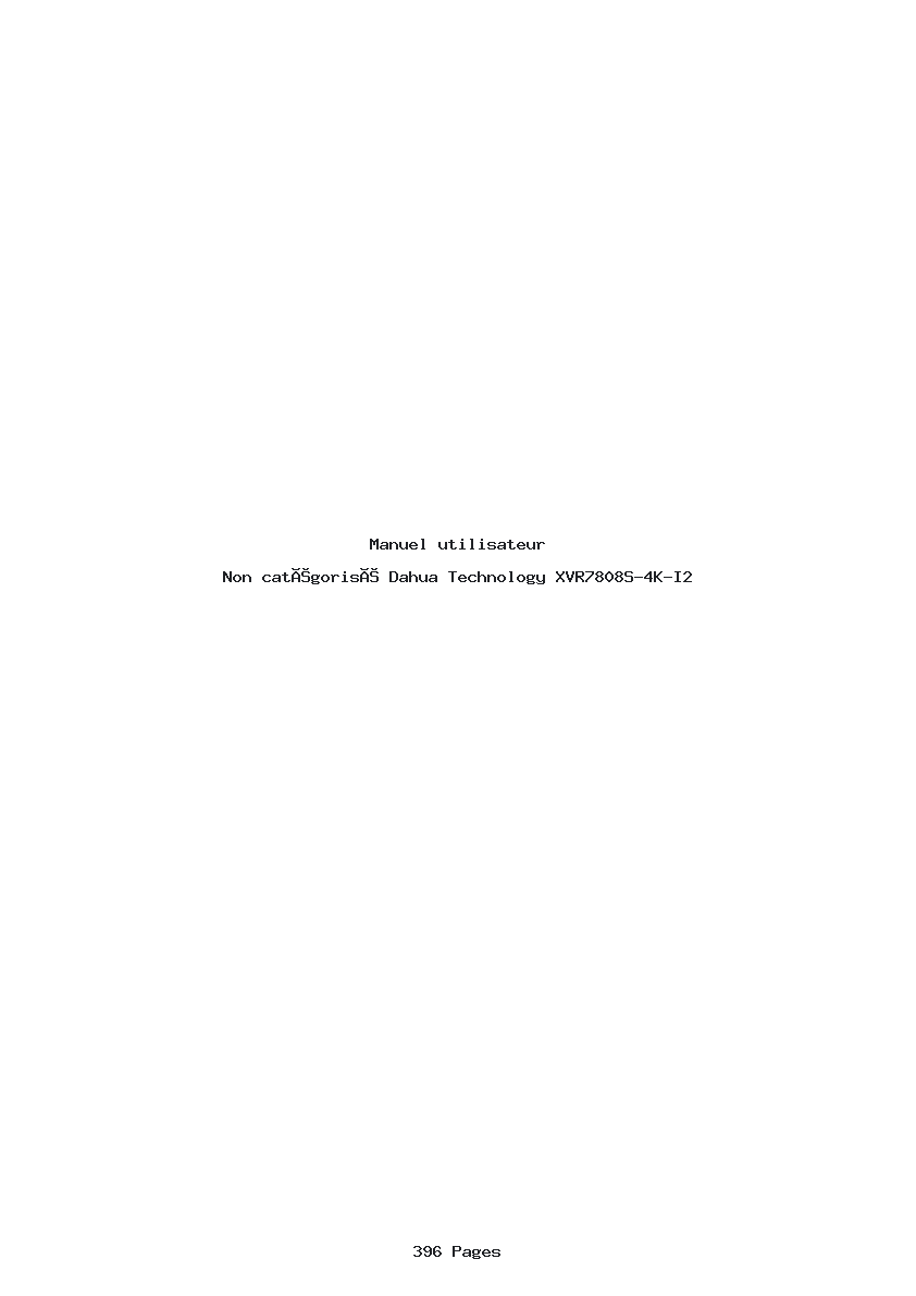 Page 1 de la notice Manuel utilisateur Dahua Technology XVR7808S-4K-I2