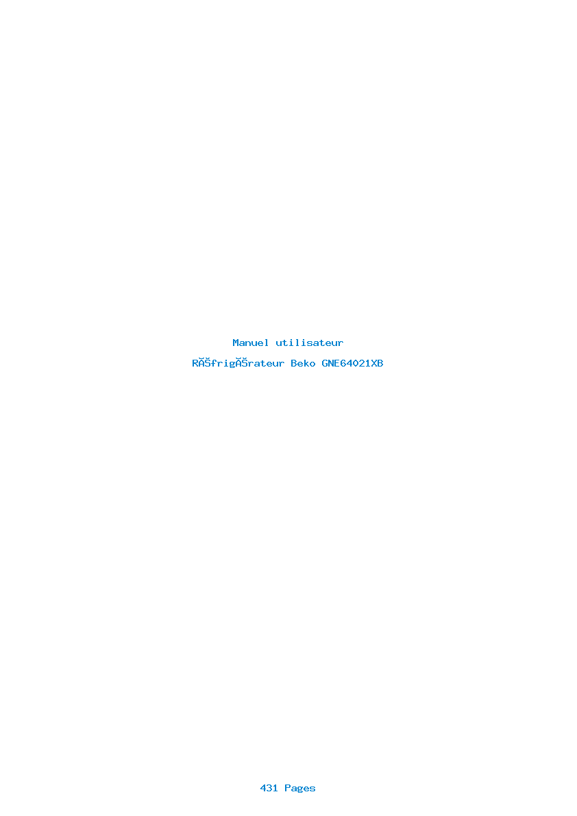 Page 1 de la notice Manuel utilisateur Beko GNE64021XB
