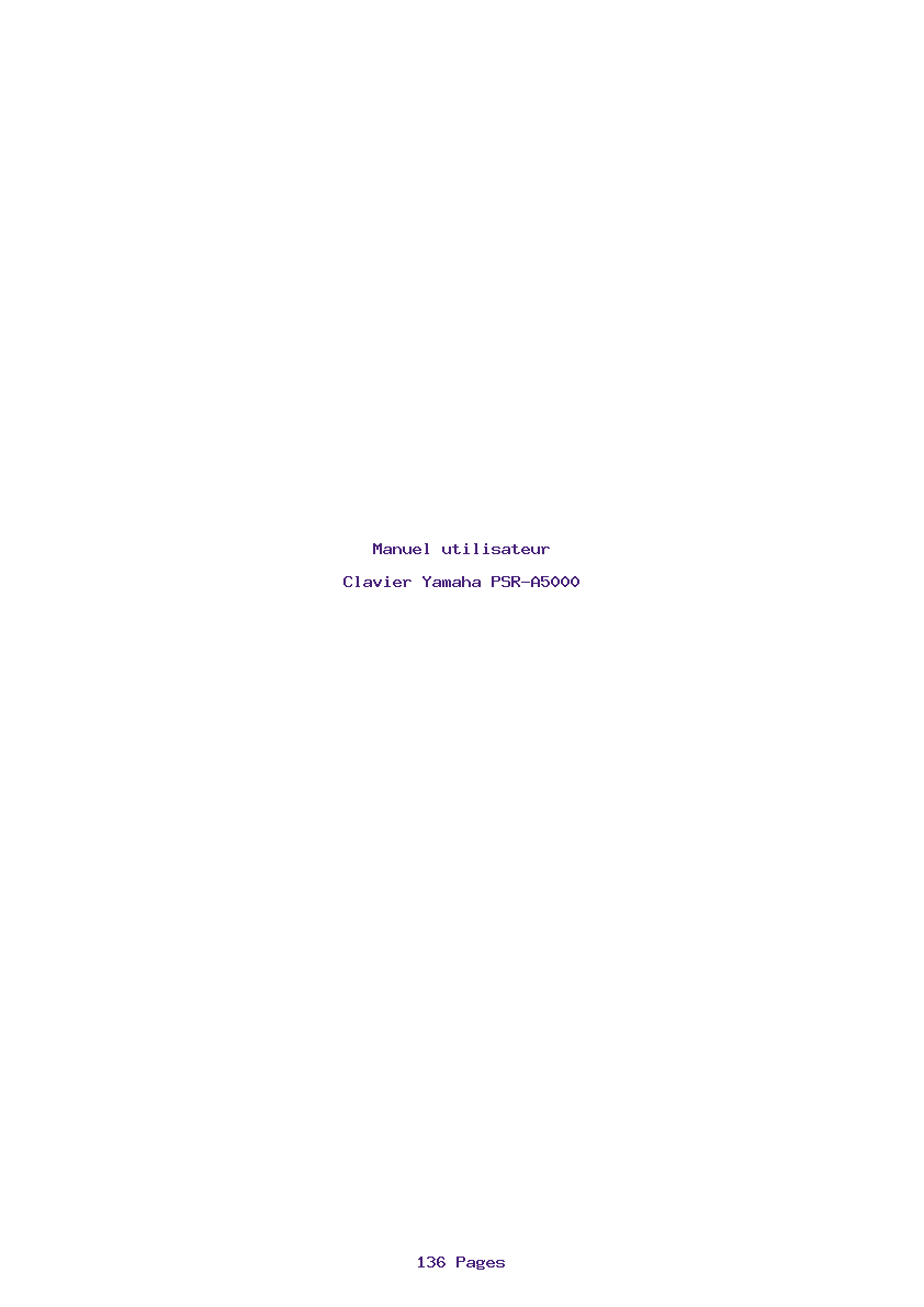 Page 1 de la notice Manuel utilisateur Yamaha PSR-A5000