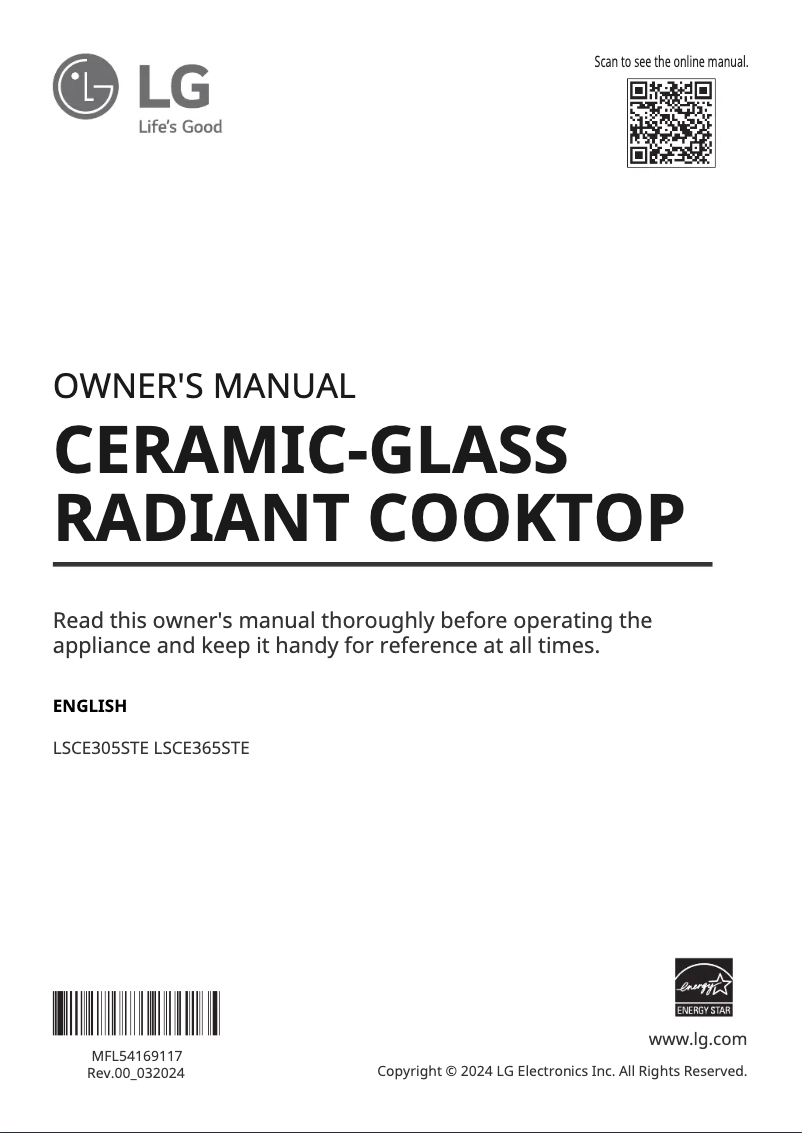 Page 1 de la notice Manuel utilisateur LG LSCE365STE