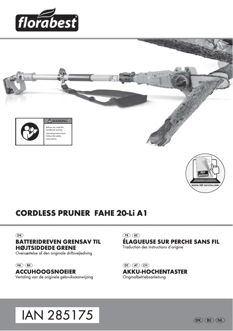 Page 1 de la notice Manuel utilisateur Florabest FAHE 20-Li A1