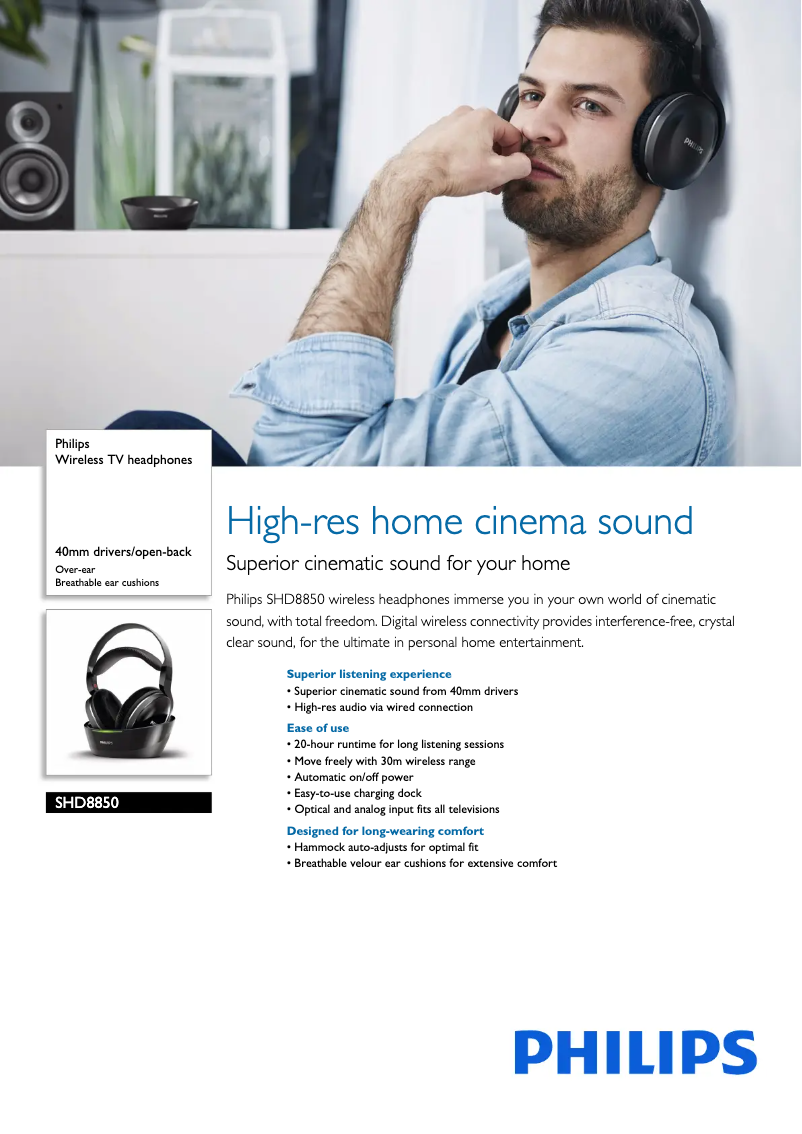 Página 1 del manual Ficha técnica Philips SHD8850
