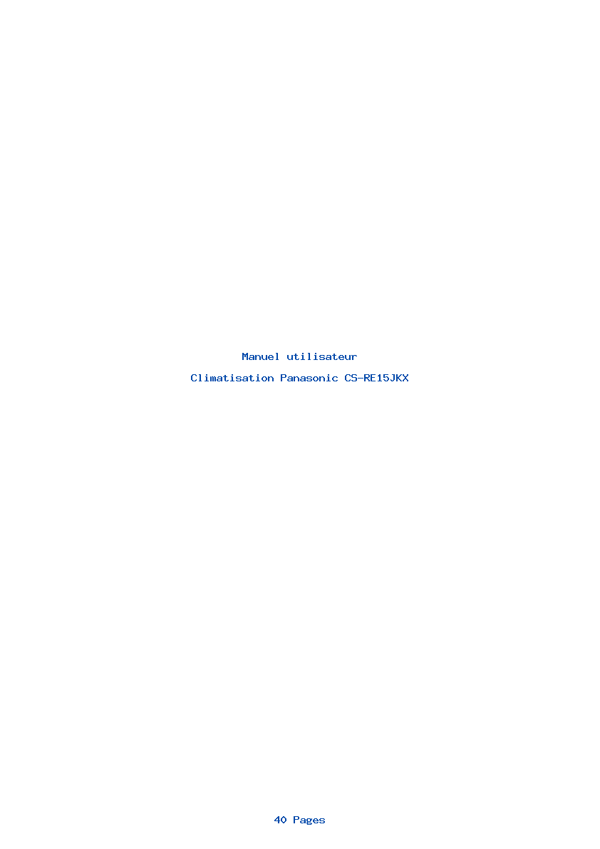 Page 1 de la notice Manuel utilisateur Panasonic CS-RE15JKX