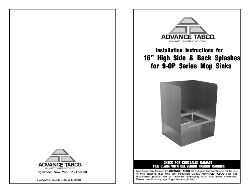 Página 1 del manual Manual de usuario Advance Tabco K-299
